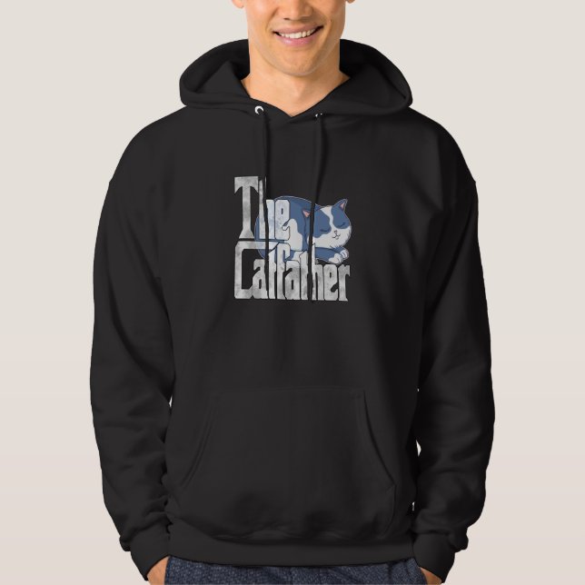 Cat Dad The Catfather Crazy Cute Cat Father Kitty  Hoodie (Framsida)