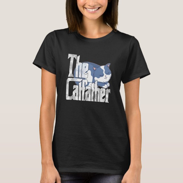 Cat Dad The Catfather Crazy Cute Cat Father Kitty  T Shirt (Framsida)