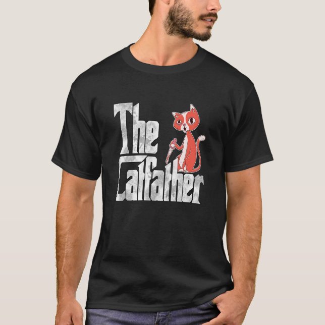 Cat Dad The Catfather Crazy Knife Cat Father Kitty T Shirt (Framsida)