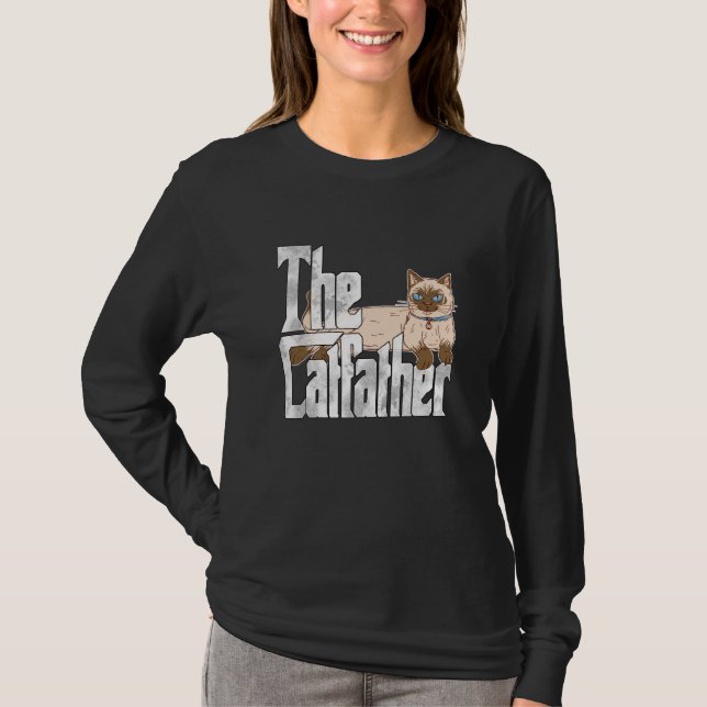 Cat Dad The Catfather Crazy Siamese Cat Father Kit T Shirt (Framsida)