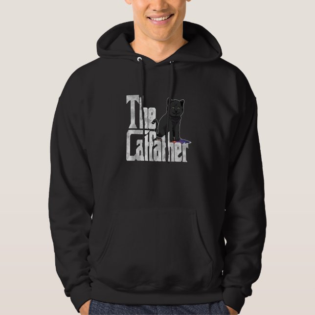 Cat Dad The Catfather Cute Black Cat Father Kitty  Hoodie (Framsida)