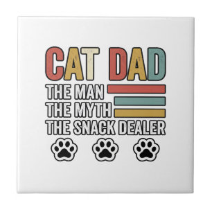 Cat Dad Vintage Rolig Design för Snacksäljarskjort Kakelplatta