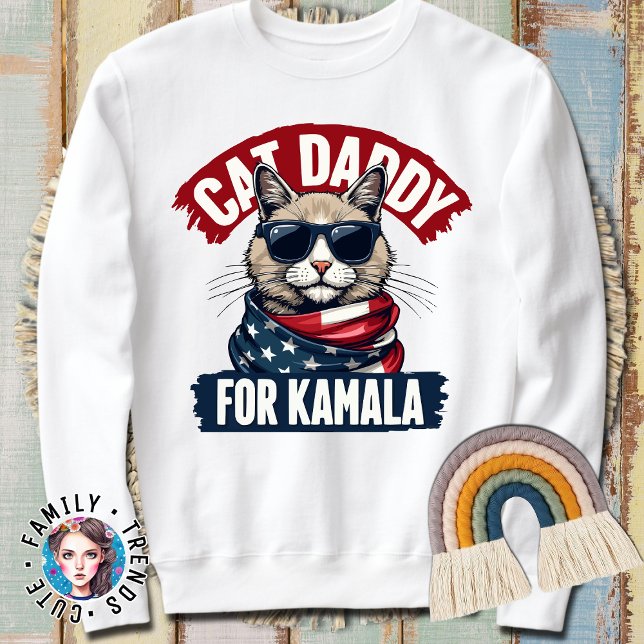 Cat Daddies for Kamala Funny Cat Pappa Vote Val Lång Ärmad Tröja (Skapare uppladdad)