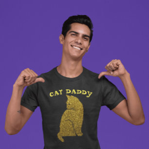 CAT DADDY FAUX GULD GLITTER BLACK T-SHIRTS