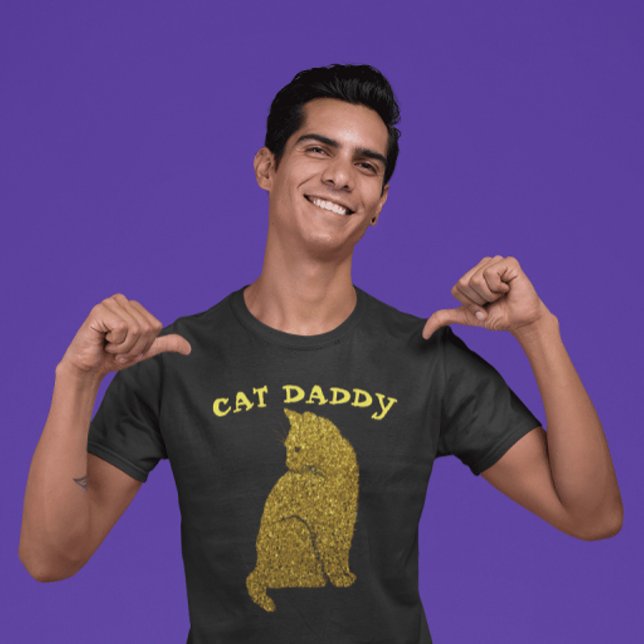 CAT DADDY FAUX GULD GLITTER BLACK T-SHIRTS (Skapare uppladdad)