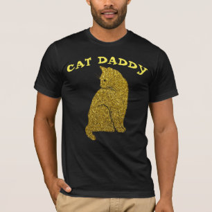 CAT DADDY FAUX GULD GLITTER BLACK T-SHIRTS