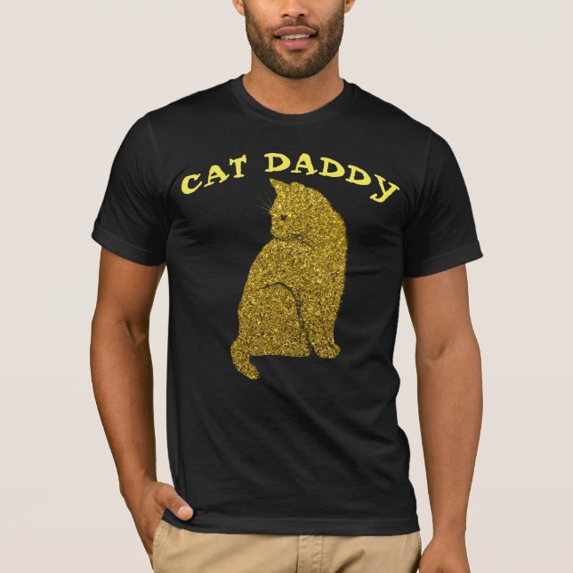 CAT DADDY FAUX GULD GLITTER BLACK T-SHIRTS (Framsida)