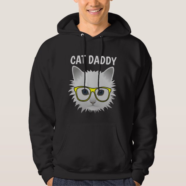 CAT DADDY PAPPA Black T-Shirts & Hoodies Hoodie (Framsida)