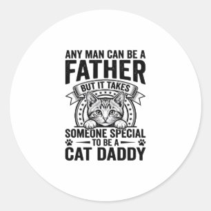 Cat Daddy Pappa Citat Vintage Gravyr T-Shirt D Runt Klistermärke