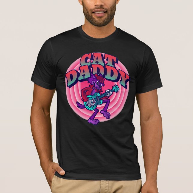 CAT DADDY PAPPA FUNNY GUITAR MANAR T-SHIRTS (Framsida)