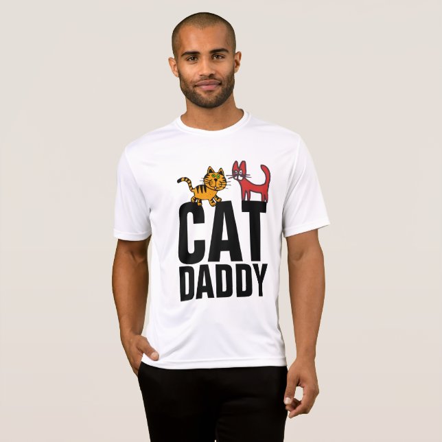 CAT DADDY PAPPA Funny Manar T-shirts (Hel framsida)