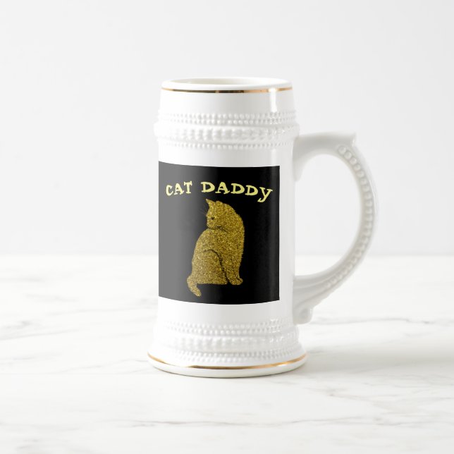 CAT DADDY PAPPA GULD GLITTER BEER STEIN SEJDEL (Höger)