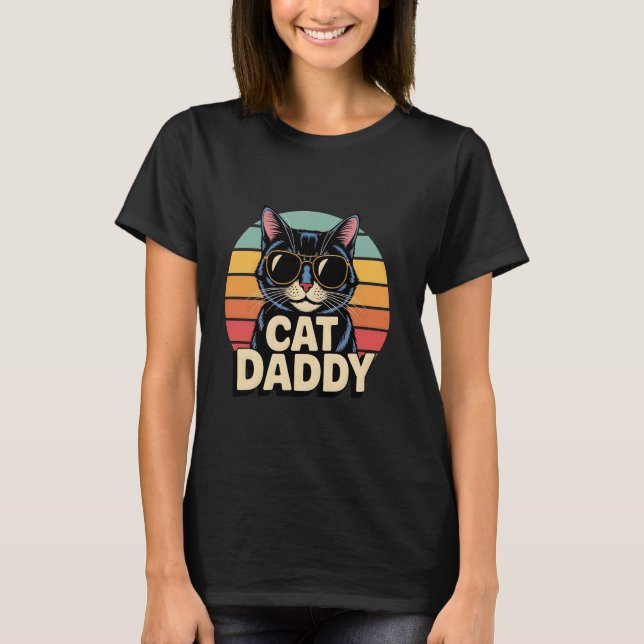 Cat Daddy Retro Solglasögon Cat Dad Fars Dag T Shirt (Framsida)