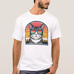 Cat Daddy Solglasögon Solnedgång Retro Päls Pappa T Shirt