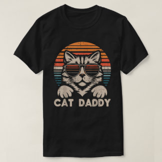 Cat Daddy Sunglasses Sunset Retro Dad kitten T Shirt
