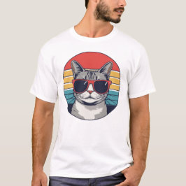 Cat Daddy Sunglasses Sunset Retro Fur Dad Papa  T Shirt