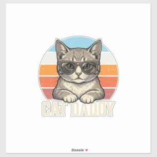 Cat Daddy Vintage Solnedgång Cool Cat Tröja Design Klistermärken