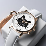 Cat Dam Armbandsur<br><div class="desc">Konstruktionen Cat head silhouette "Cat Dam" i sött skript och ett litet guld-hjärta.</div>