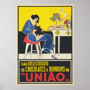 Cat Dam, Black Cat Art, Colorful Vintage Art Poster