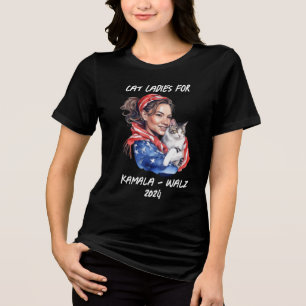 Cat Dam för Harris och Walz Politiskt humor T Shirt