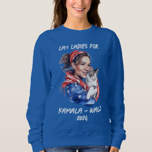 Cat Dam för Harris och Walz Politiskt humor T Shirt
