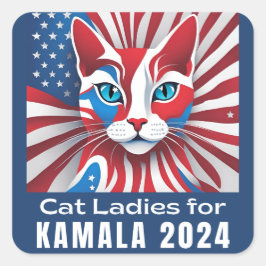 Cat Dam för Kamala 2024 Demokrat Fyrkantigt Klistermärke