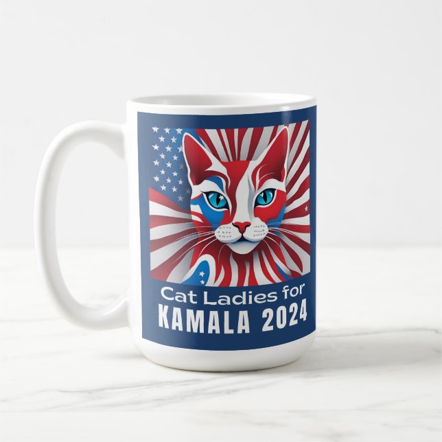 Cat Dam för Kamala 2024 Demokrat Kaffemugg (Vänster)