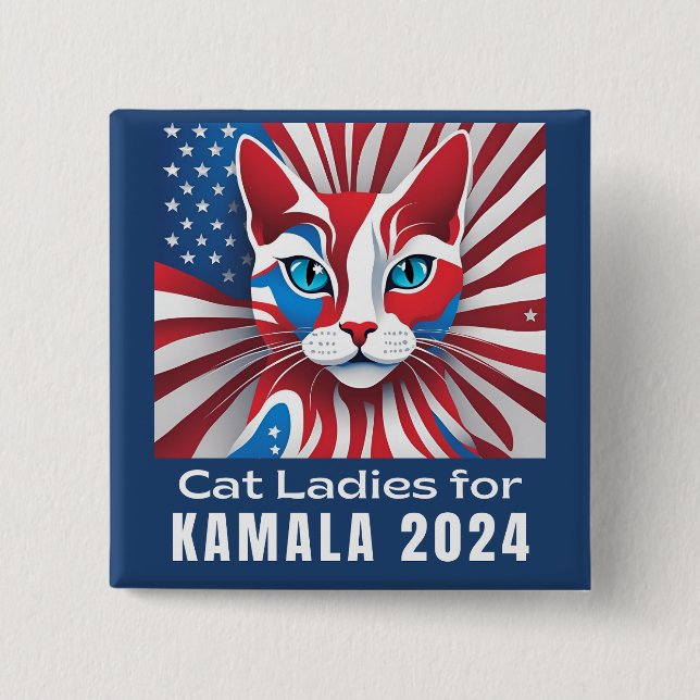 Cat Dam för Kamala 2024 Demokrat Knapp (Framsida)