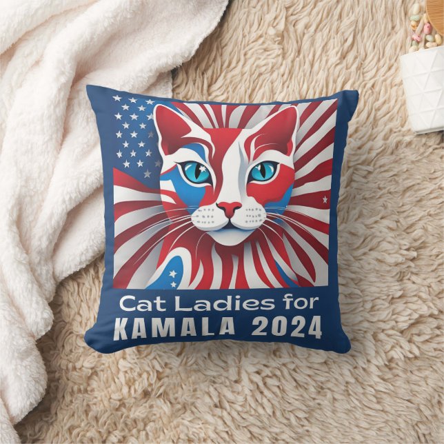Cat Dam för Kamala 2024 Demokrat Kudde (Filt)