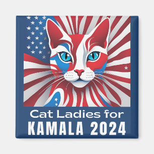 Cat Dam för Kamala 2024 Demokrat Magnet