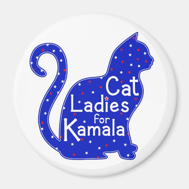 Cat Dam för Kamala 2024 Presidentval Magnet (Framsidan)