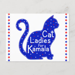 Cat Dam för Kamala 2024 Presidentval Vykort