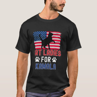 Cat Dam för Kamala Cat Silhouette American Flagga T Shirt