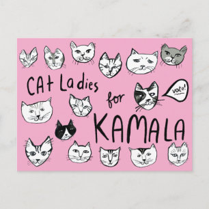 CAT DAM för KAMALA Cute VOTE VALECT Vykort