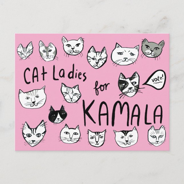 CAT DAM för KAMALA Cute VOTE VALECT Vykort (Framsida)