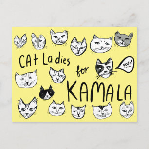 CAT DAM för KAMALA Cute VOTE VALECT Vykort