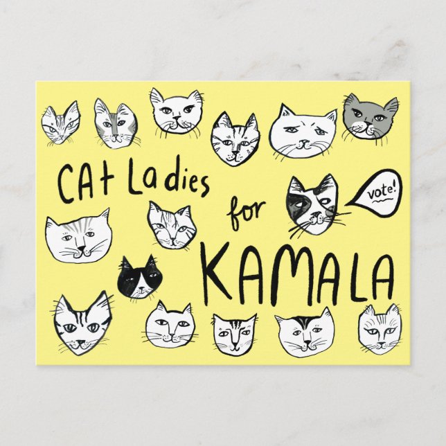 CAT DAM för KAMALA Cute VOTE VALECT Vykort (Framsida)