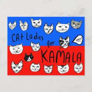 CAT DAM för KAMALA Cute VOTE VALECT Vykort
