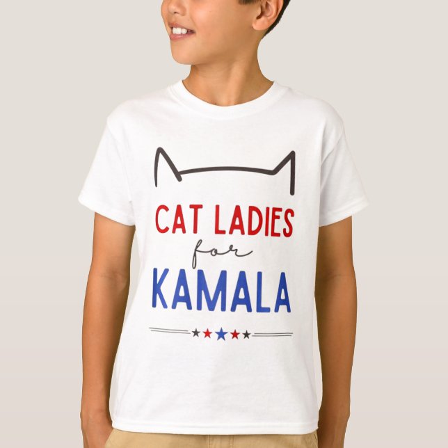 Cat Dam för Kamala Funny Cat Lover T Shirt (Framsida)