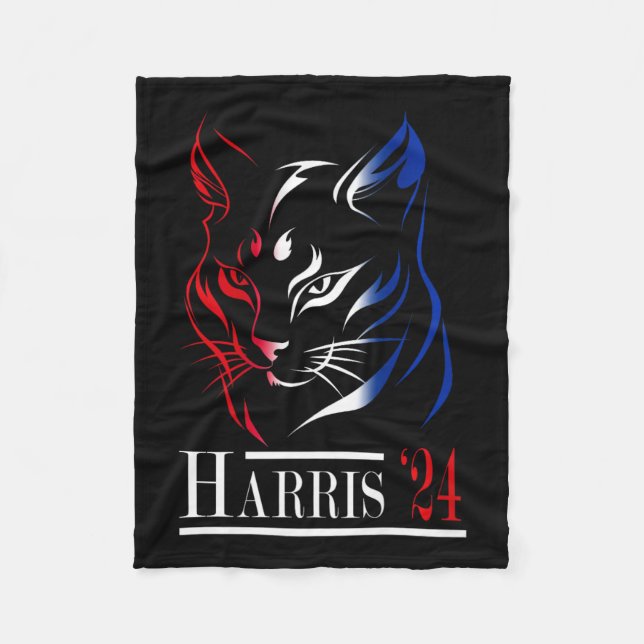 Cat Dam For Kamala Harris 2024 Funny Cat Harris Fleecefilt (Framsidan)