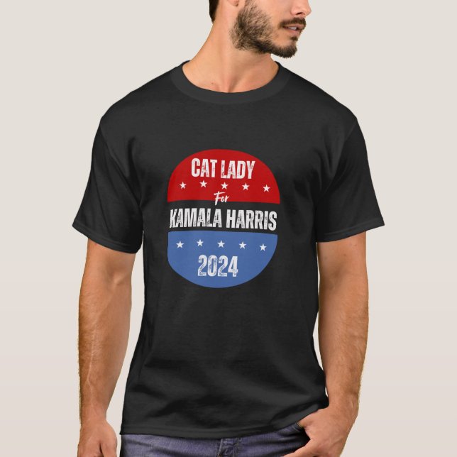 Cat Dam för Kamala Harris 2024 Val T Shirt (Framsida)