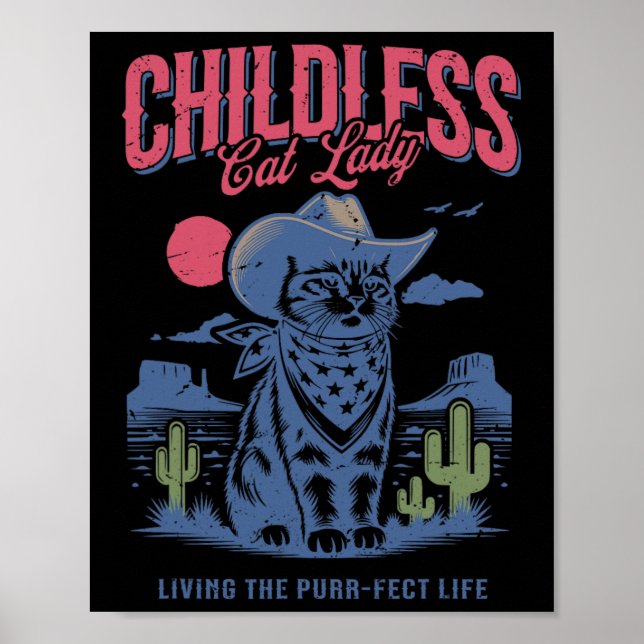 Cat Dam för Kamala Harris Cat Lover Cowboy Kamala Poster (Framsidan)