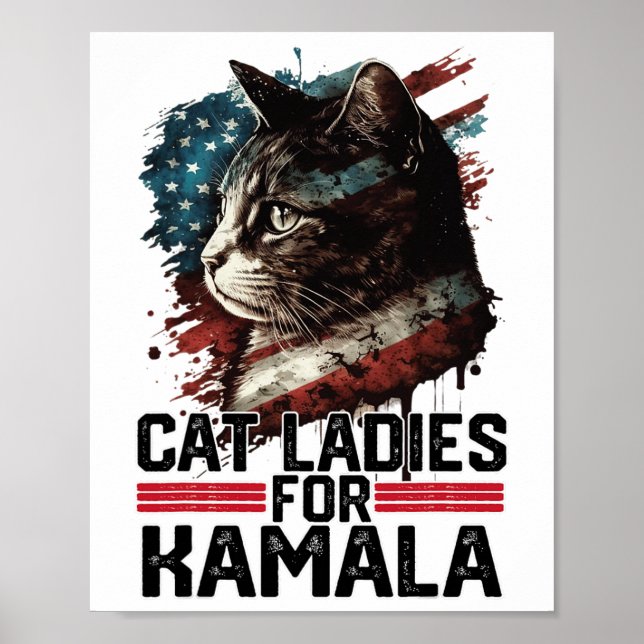 Cat Dam för Kamala Harris Funny Cat 2 Poster (Framsidan)