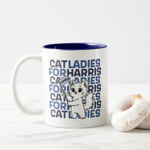 Cat Dam For Kamala Harris till president 2024 Två-Tonad Mugg