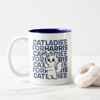 Cat Dam For Kamala Harris till president 2024 Två-Tonad Mugg