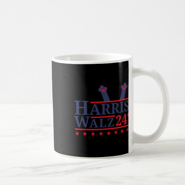 Cat Dam för Kamala Harris Tim Walz 2024 Val Kaffemugg (Höger)