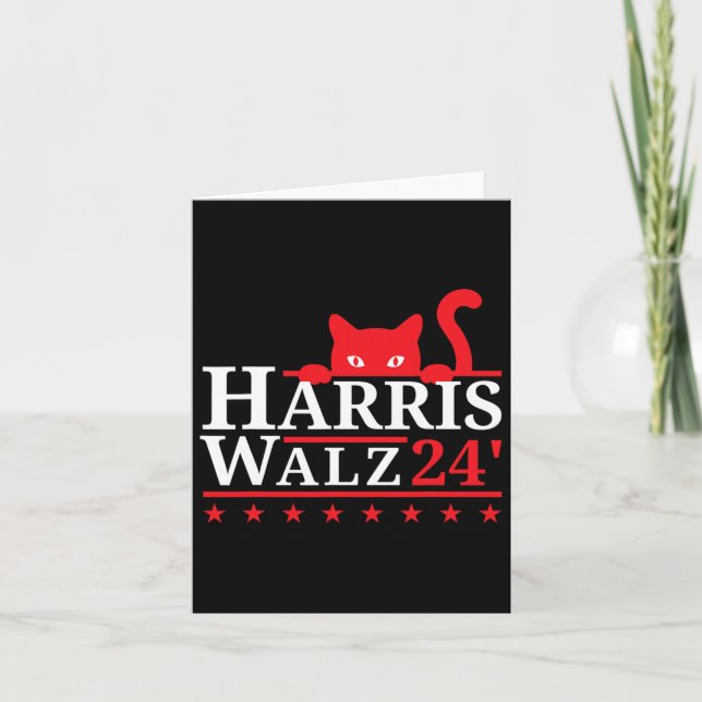 Cat Dam For Kamala Harris Tim Walz Vp 2024 Kort (Framsida)