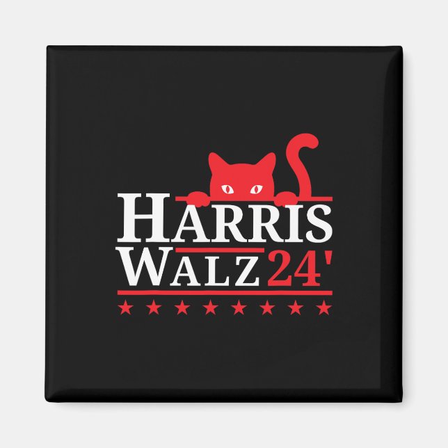 Cat Dam For Kamala Harris Tim Walz Vp 2024 Magnet (Framsidan)
