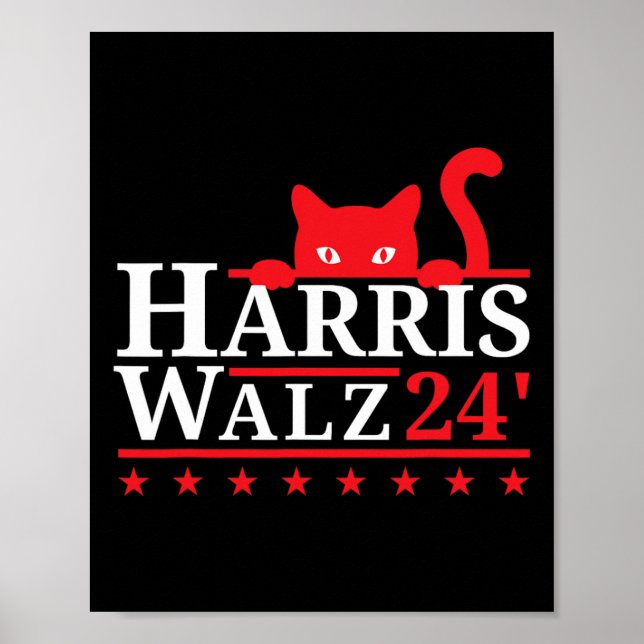 Cat Dam For Kamala Harris Tim Walz Vp 2024 Poster (Framsidan)