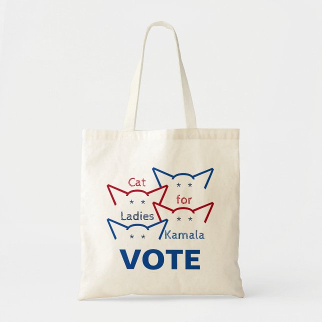 Cat Dam för Kamala Harris Vote Öron ASCII Tygkasse (Framsidan)